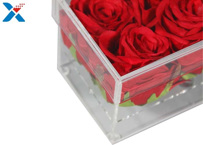 Rectangle Acrylic Flower Box 12 24 36 Holes Rose Flower Box With Lid Durable