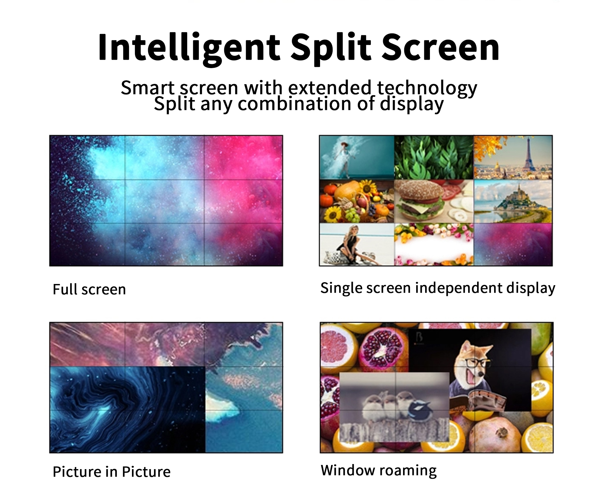 Multi-Screen 500CD/M2 LCD Video Wall Display Splicing Video Wall 55 Inch