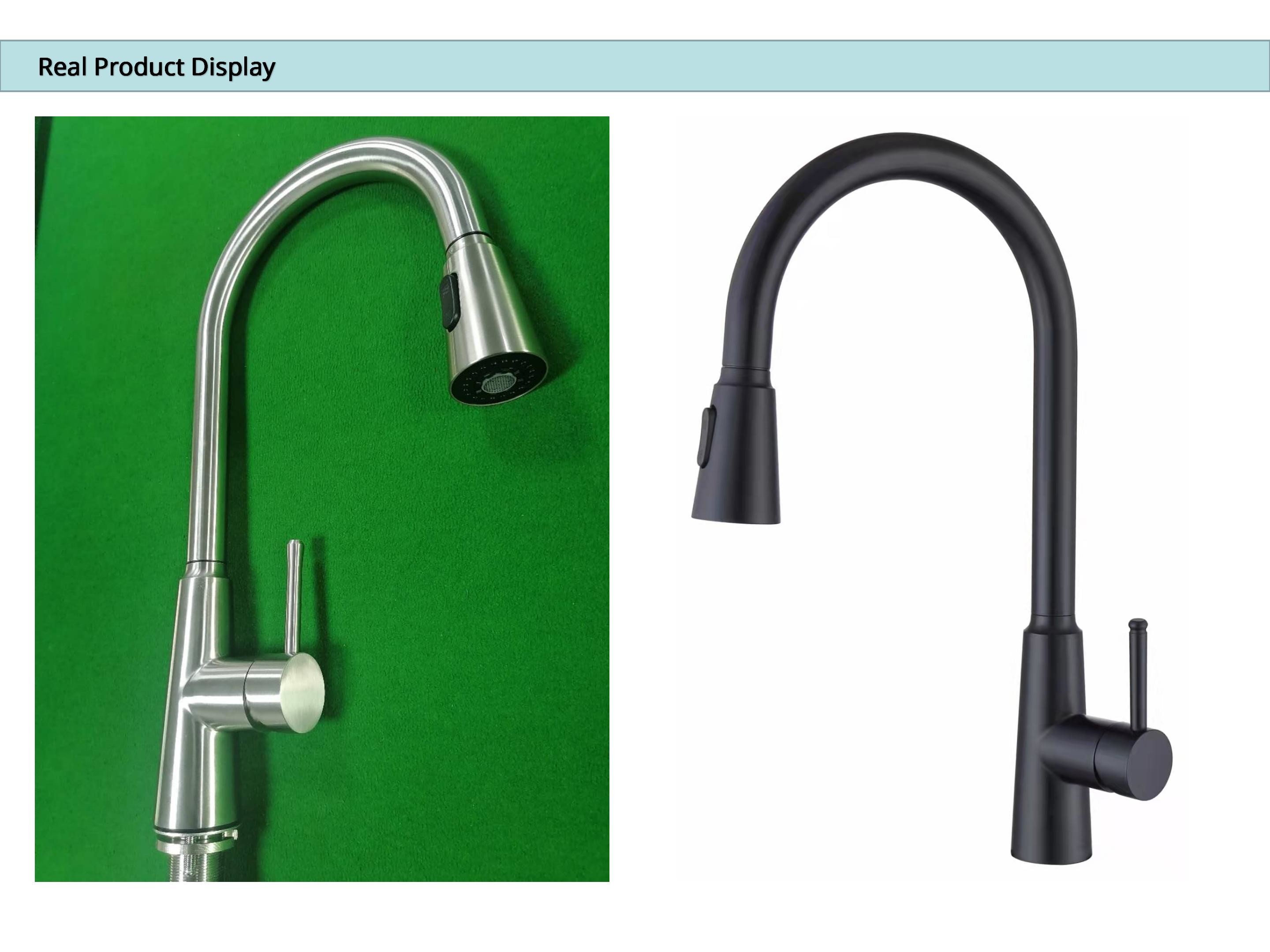 Pull Down Kitchen Faucet Smart Touch Solid Stainless Steel Taps Deck Installed 2077H-SS