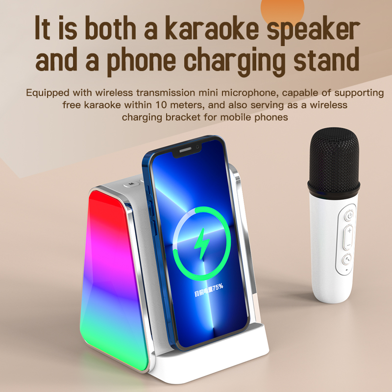 RGB Lights Wireless Charging Bluetooth Speaker For Small Business And Office 118*77*43mm