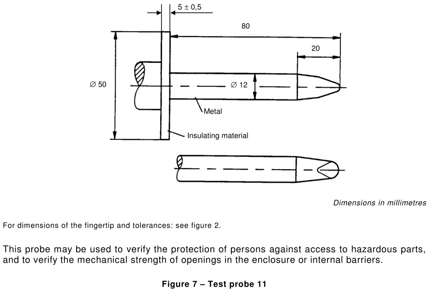80mm Length Unjointed Figure 7 IEC 61032 Test Probe 11