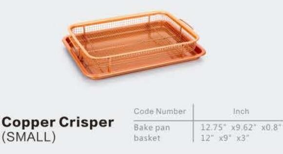 As seen on TV Air Fryer copper crisper chef baking tray set copper basket gotham copper bakeware