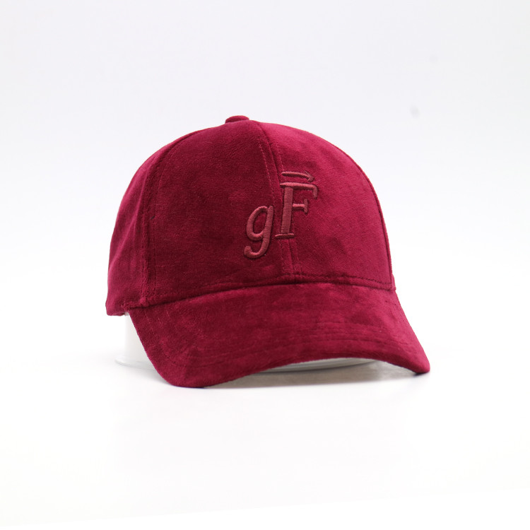 Unisex Adults Velvet Fabric Embroidered Baseball Caps 6 Panel For Winter