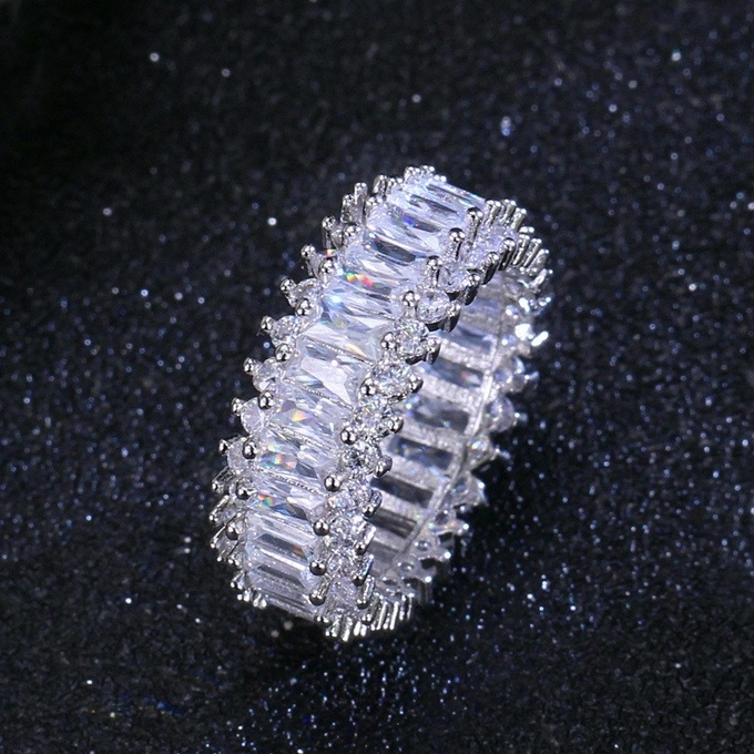 CZ Zircon Crystal Ring Cross Silver Ring for Women Wedding Trendy Ring Jewelry with 925 Stamp CZ Stone Ring