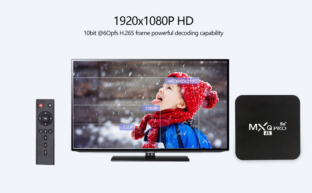 MXQ Pro Android 7.1 smart TV Box 2GB RAM 16GB ROM Amlogic S905W Chip 2.4G 5G WiFi 4K Google Youtube Media Player MXQ Set