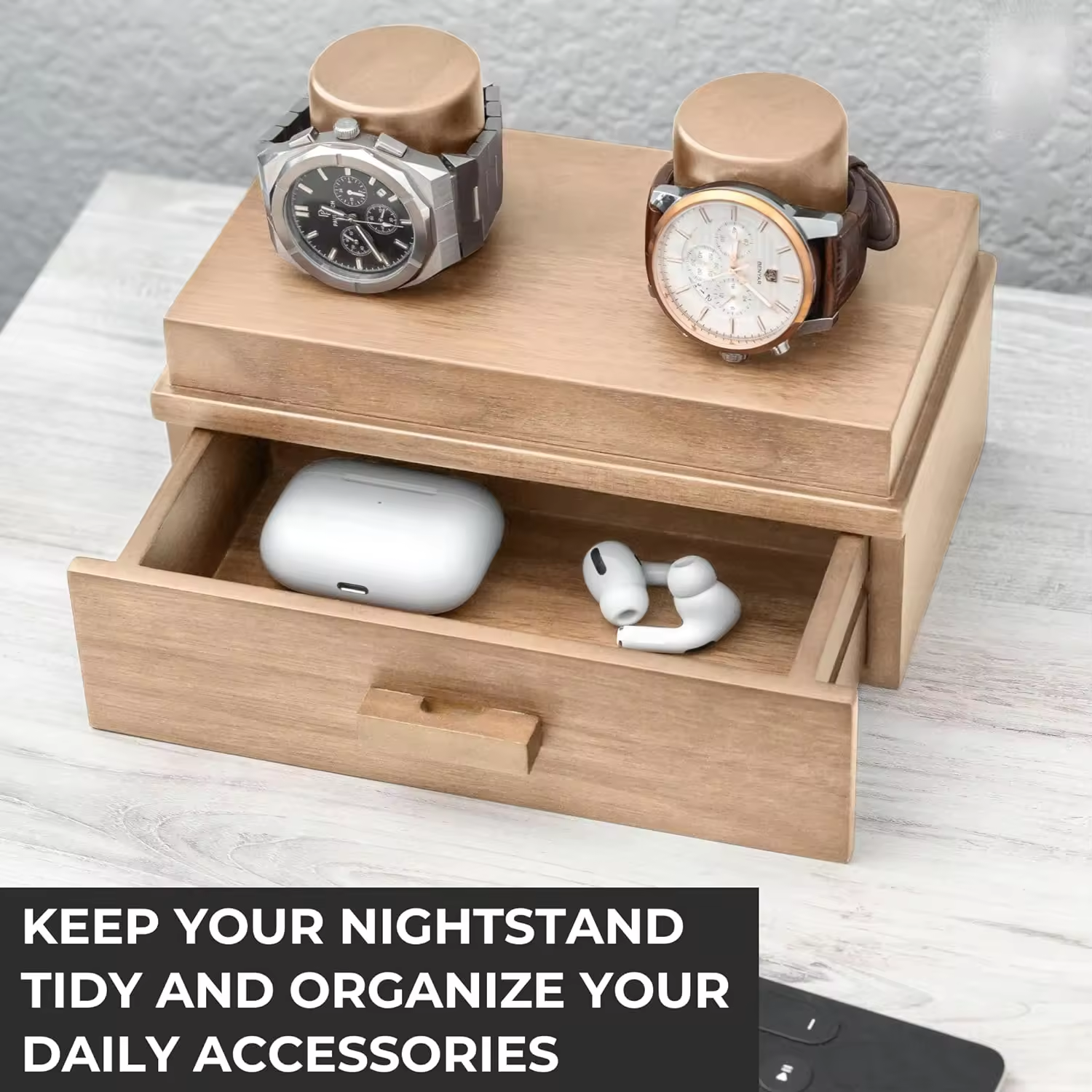 Vintage Customized Watch Storage Case Clear Acrylic Cover Watch Wooden Drawer Box
