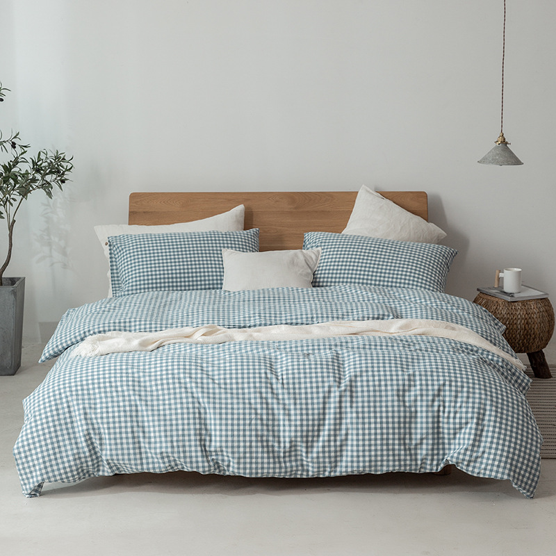 100% Washed Cotton Bedding Set Soft Hand Feel Breathable and Durable Linen Like Texture