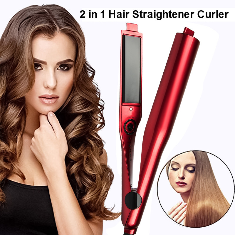 PTC Heating 2 In 1 Ceramic Curling And Straightening Iron Professional