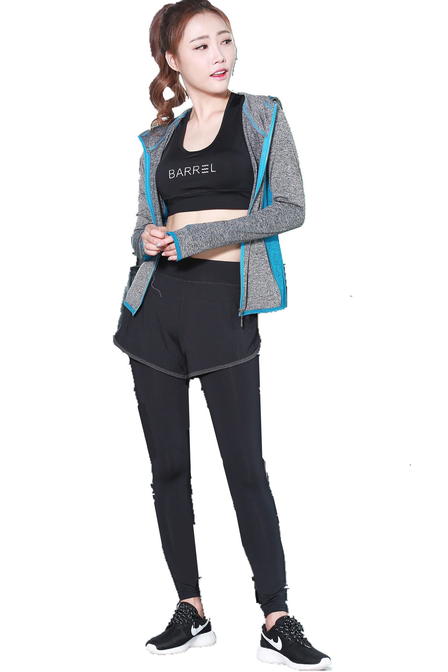 CPG Global High Quality Breathable 3 Pieces Sets Long Sleeves Gym Running Racerback Sports Bra with Yoga Pants T1019