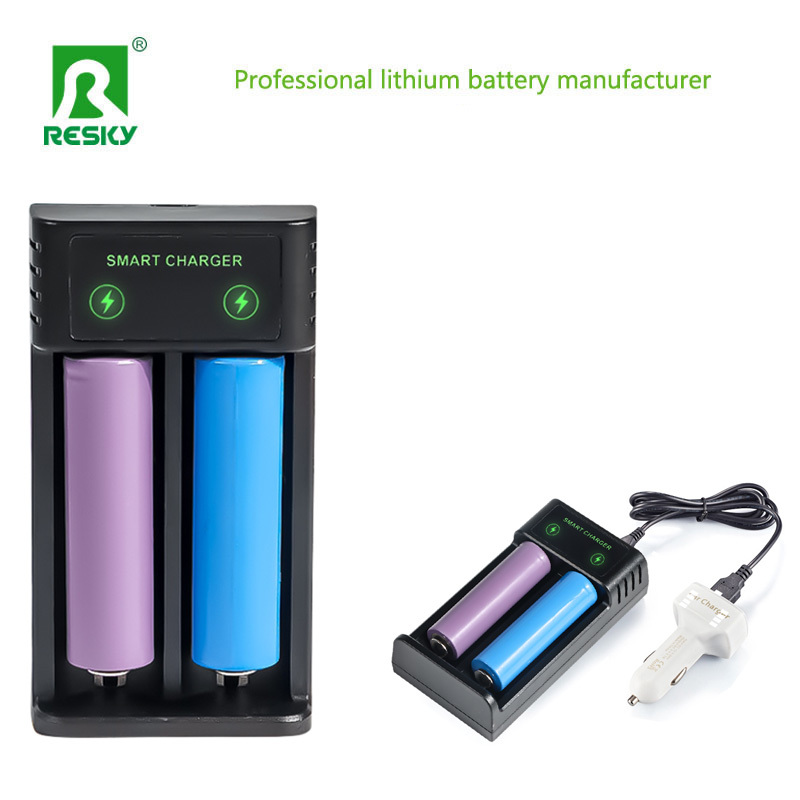 Smart USB Rechargeable Battery Charger 2 Slots For Flashlight Batteries