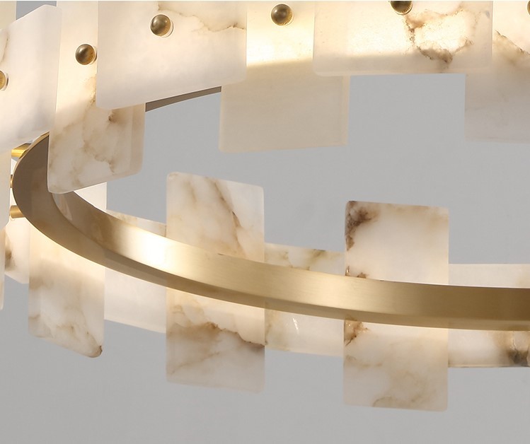 H65 Brass High Hardness Marble Effect Ceiling Light Modern Pendant Lights 15m2 To 25m2
