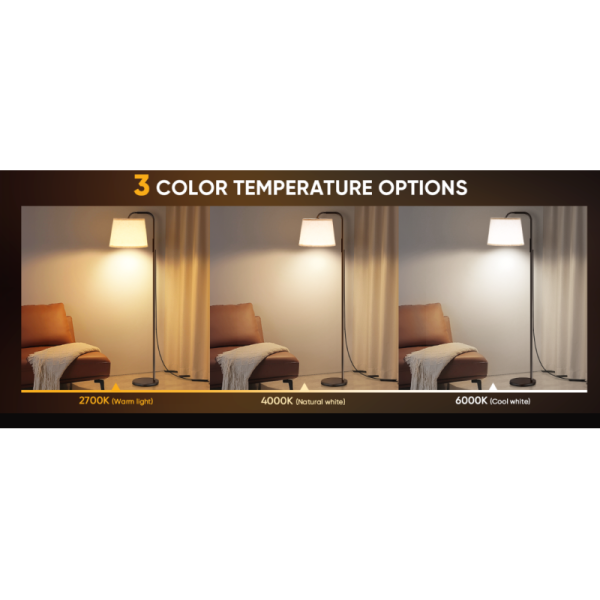 Floor-standing Light Therapy Lamp 10000 Lux with Adjustable Color Brightness & Timer Function for Home and Office