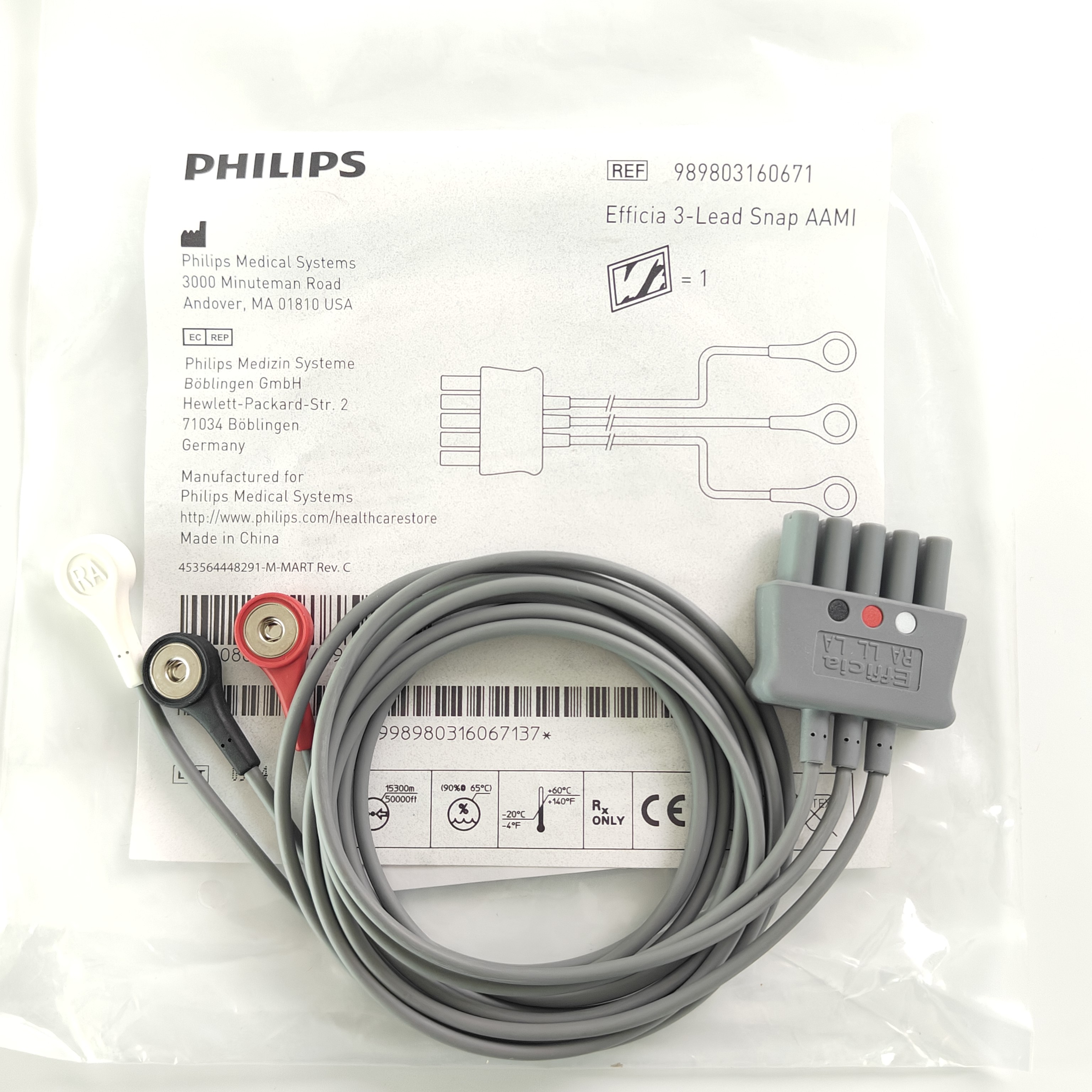 PHILIP Original CBL 3 Leadset, Snap, AAMI, ICU REF:989803160671