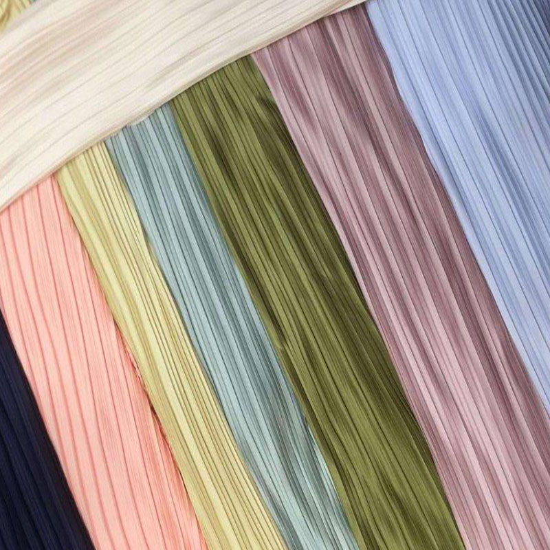 Glitter Stretch Polyester Pleated Crepe Woven Fabric Wrinkle Satin For Dresses