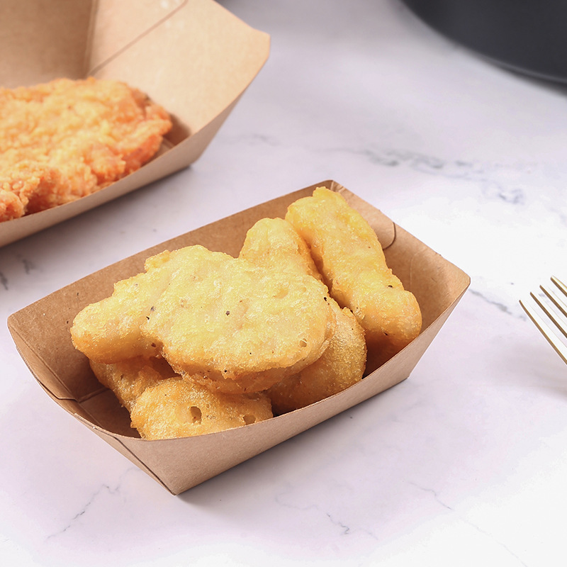 Eco-friendly Square Food Tray for Biodegradable Takeaway Sushi Sandwich Kraft Paper Box