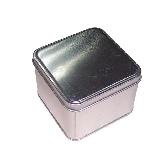 Spot Color Square Tin Box Silver Storage Tins Empty Tin Canisters with Customized Design