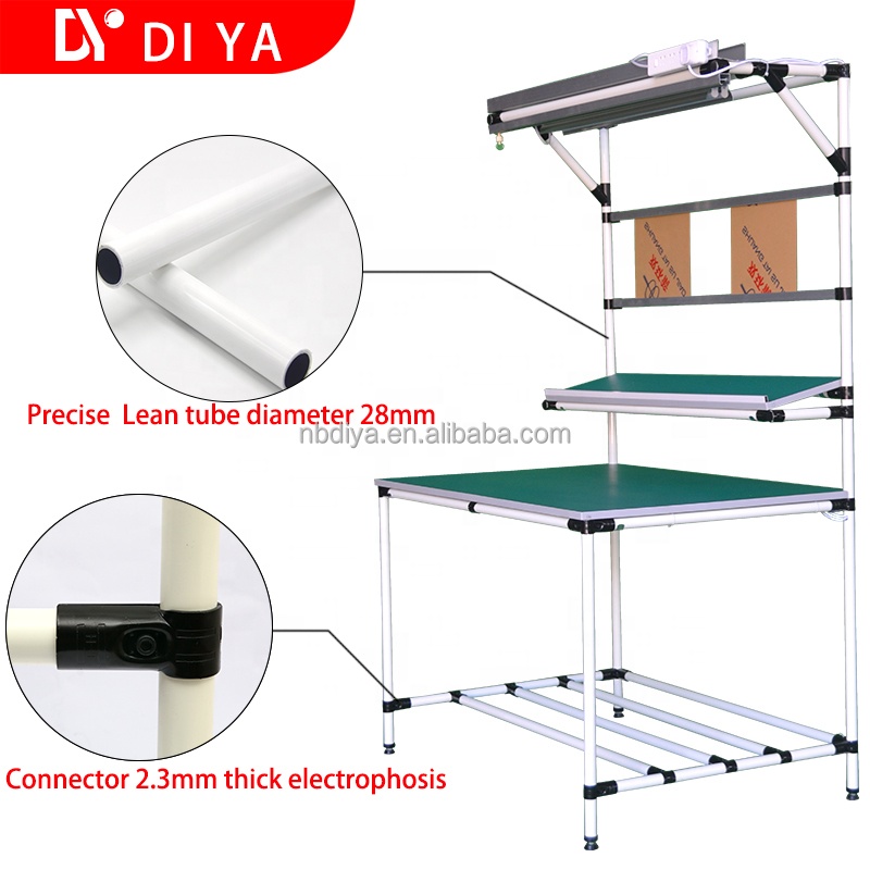 Inclined Tubular Anti Static Workbench Industrial Assembly Line