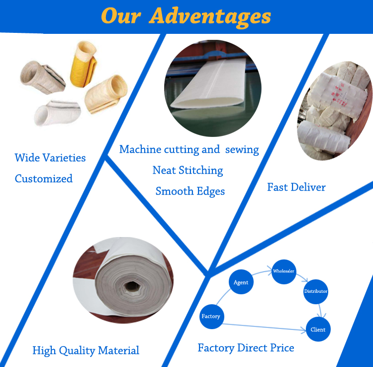 1.8 mm Thick Professional Filter Bag for Flour Mill Dust Collector 300 N/cm2 Intensity