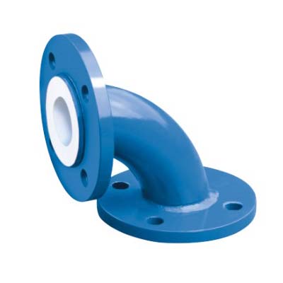 Fluorine lined pipe elbow