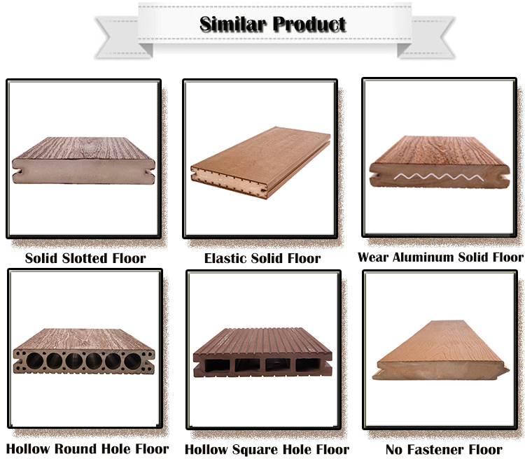 Brown Covered Elastic Plastic and PVC Core Inside Garden Solid Grooved Composite Flooring for Outdoor Balcony