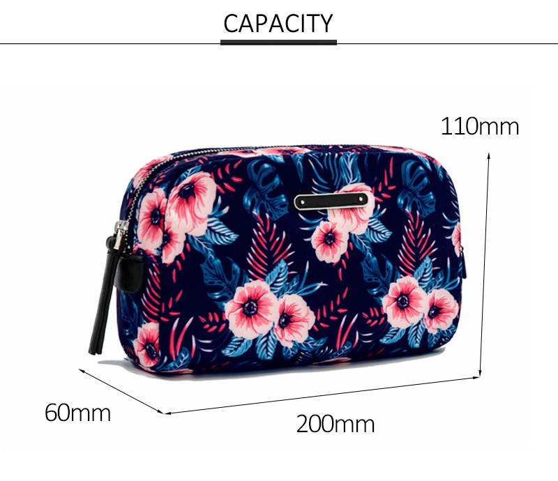 Fashion Custom Vintage Floral Printed Small Private Label Makeup Bag for Travel
