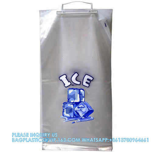 Custom Logo Printing Food Grade Strong Material 8 Lb 10 Lb 20lb Plastic Twist Ties Handle Wicket Ice Cube Bags Set