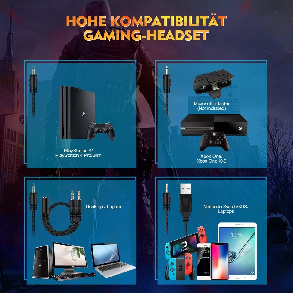 20000Hz 2.2m Onikuma K10 Stereo Gaming Headset With Mic