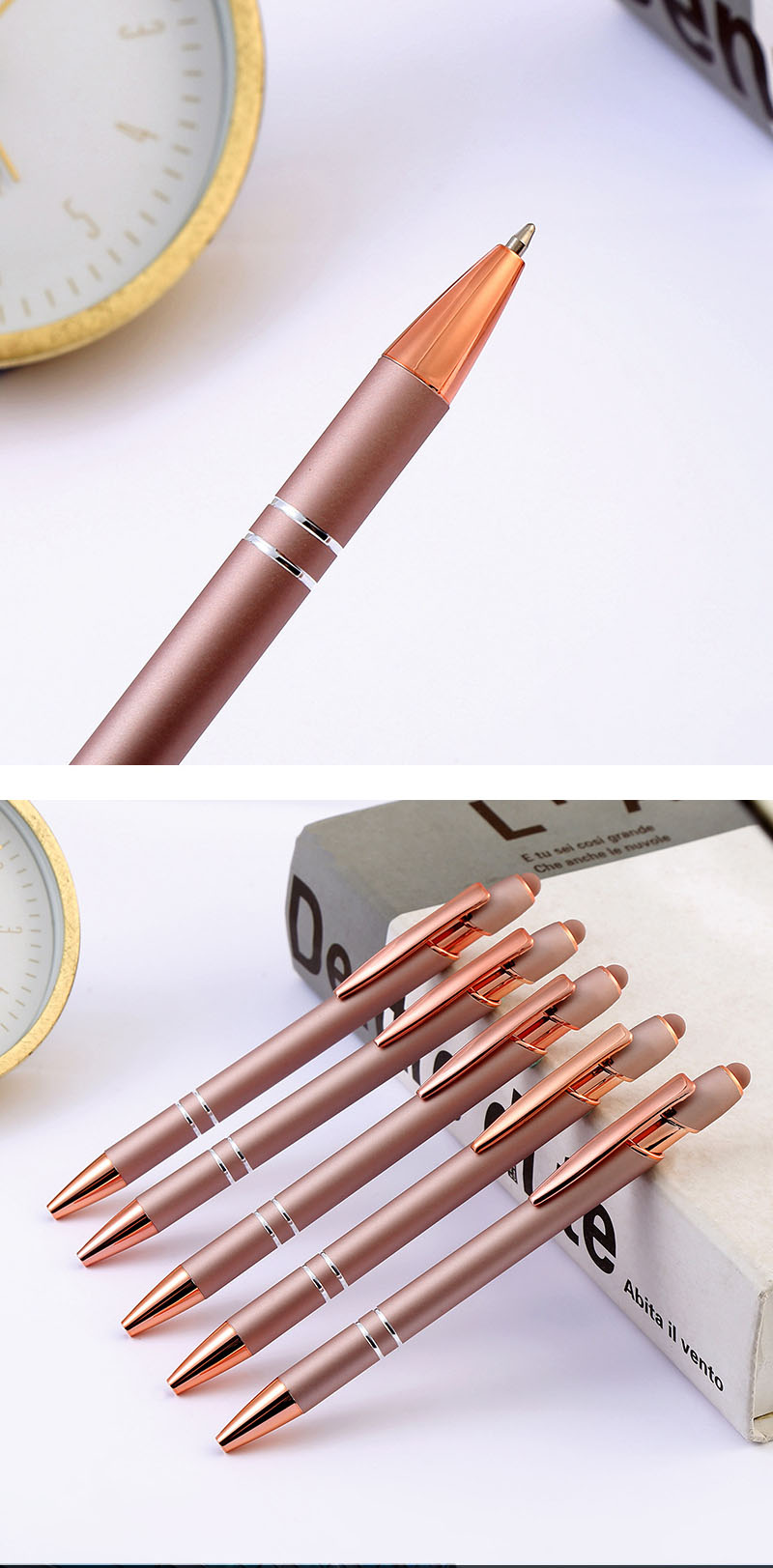 Gel-Ink Ball Pen With Rose Gold Rose Pink Advertising Ballpoint Pen Personalized Gift