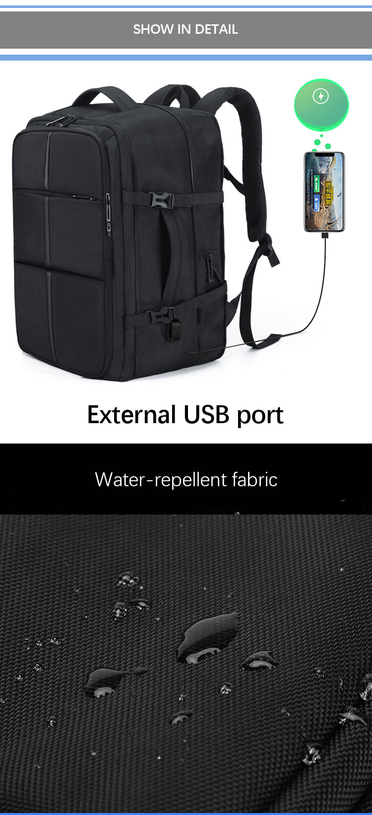 Custom Design Business Mens Laptop Bags USB Charging Backpack Big Capacity