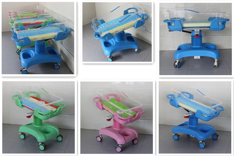 Medical Hospital Baby Cart Trolley Bed Home Use ABS Basin Steel Frame