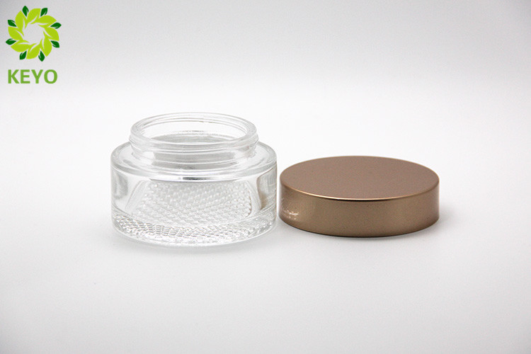 100g Clear Glass Cream Jars Thick Bottom Wide Mouth Type With Golden Plastic Cap