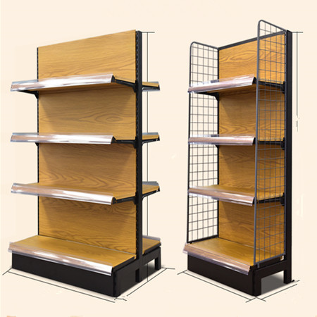 Custom Size Steel And Wood Retail Store Display Shelf Single Sided