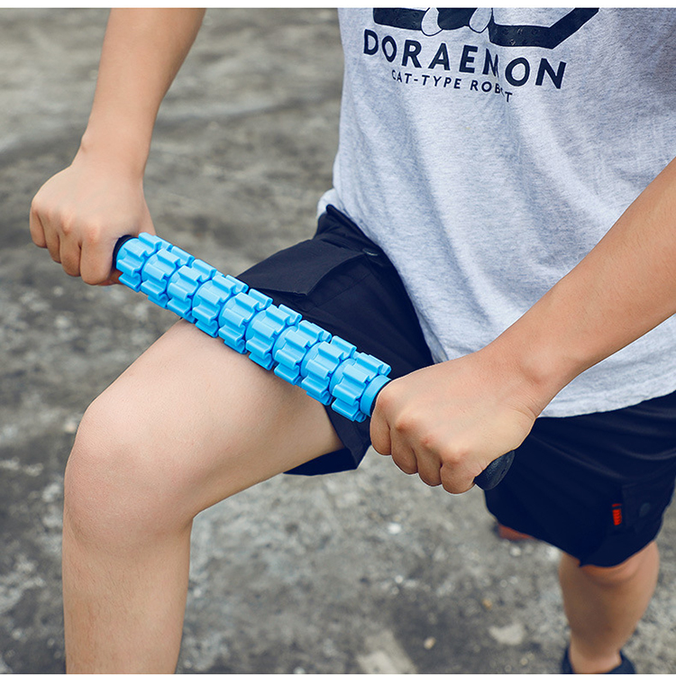 17.5x1.5in Green Massage Stick Hand Held Roller For Muscles Stainless Tube