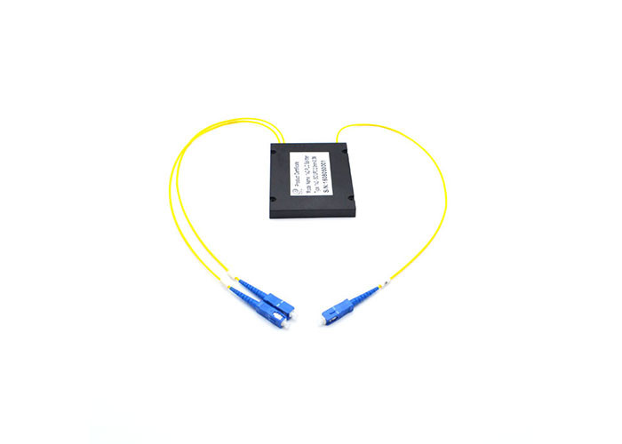 Plastic ABS Box Plc Splitter Black , FTTB 1X2 PLC Splitter With 2M / 3M Cable