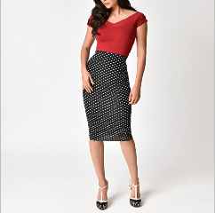 Women sexy polka dot 3/4 formal skirt