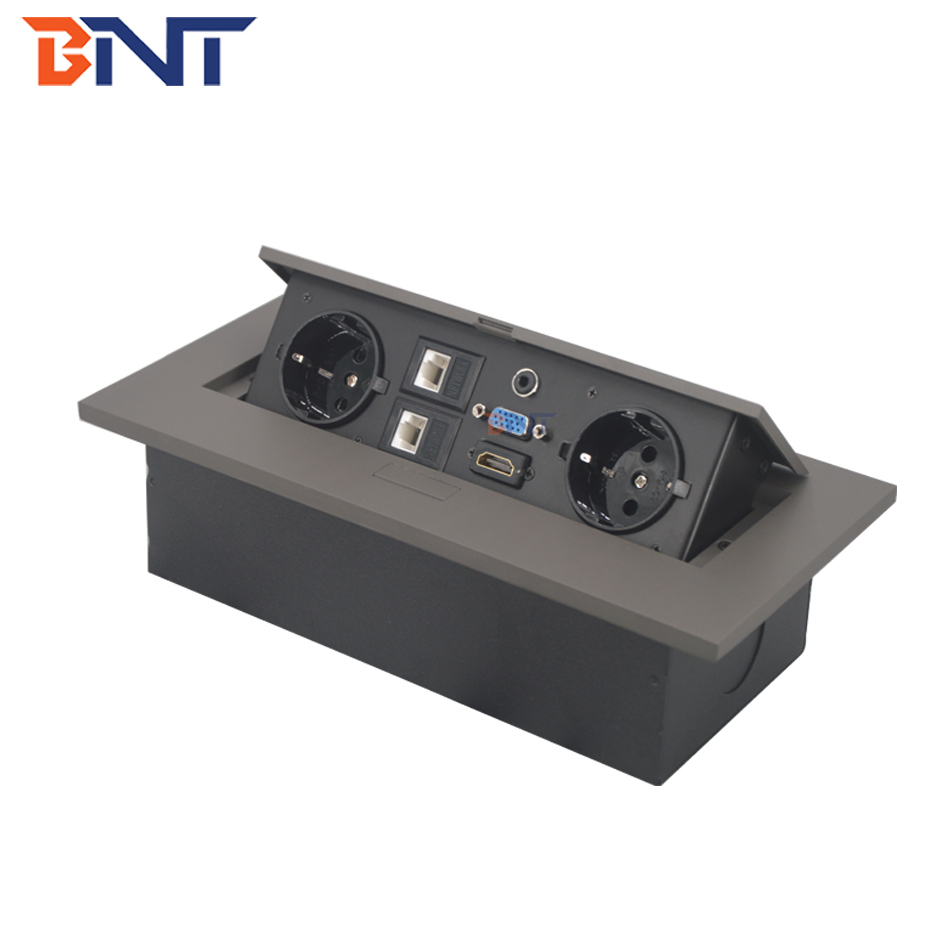 EU standard power plug hidden style table pop up media socket box