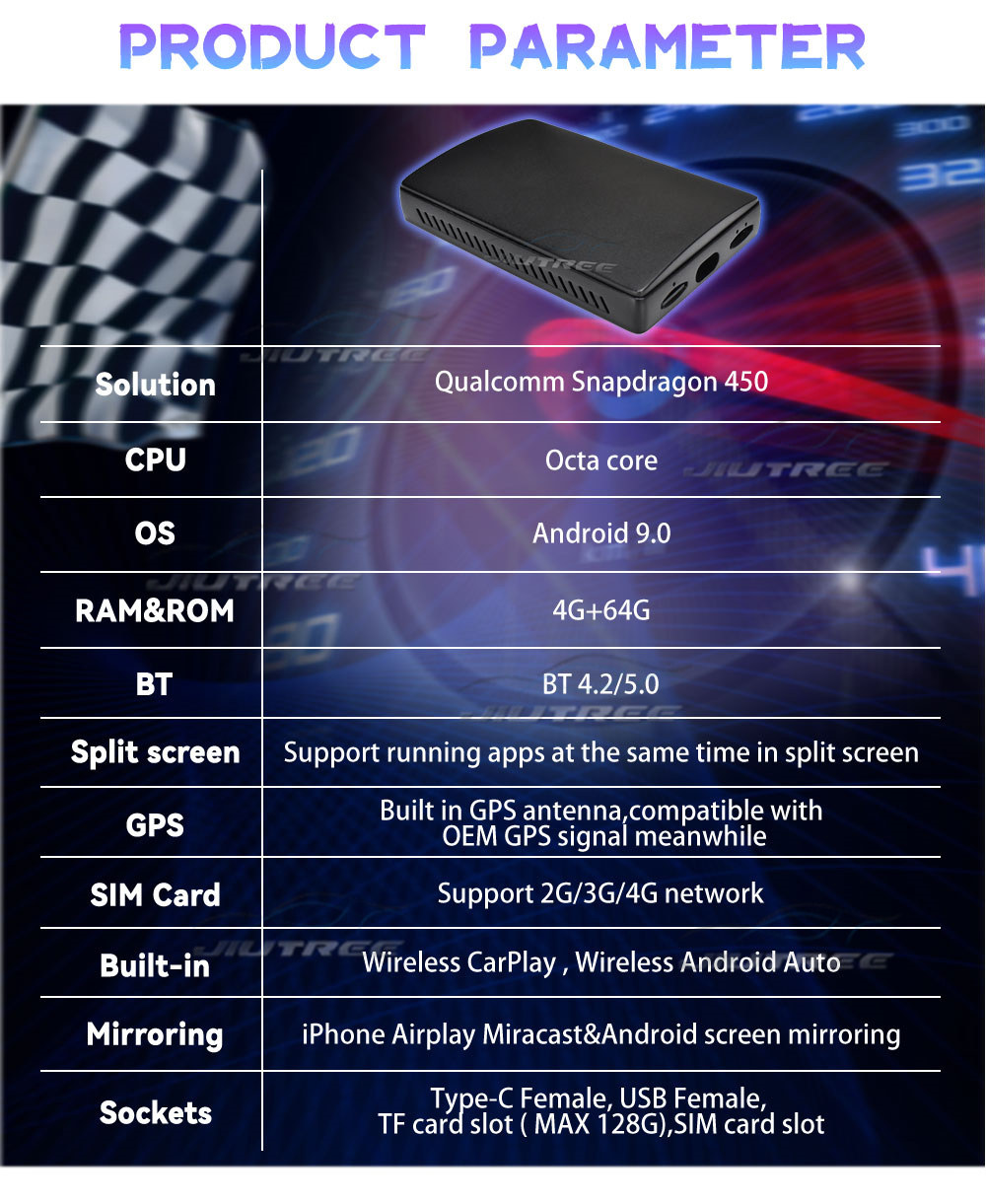 8 Core Bluetooth Carplay Adapter AI Box For Audi E Tron 2019 2020