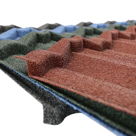 Villas Building Top Roof Tile Color Stone Coated Bond Tile AZ70 Stone Coated Metal Tile 50 Years Warranty Wave Tile