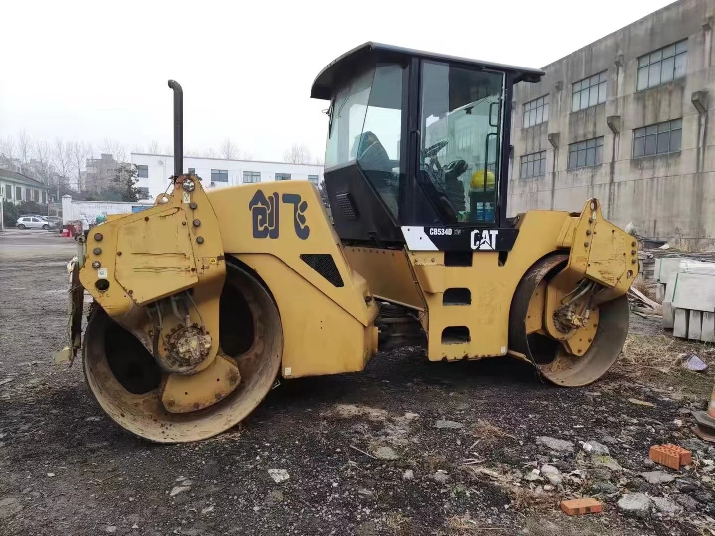 CB534D Tandem Double Drum Roller Compactor Caterpillar Used 12T