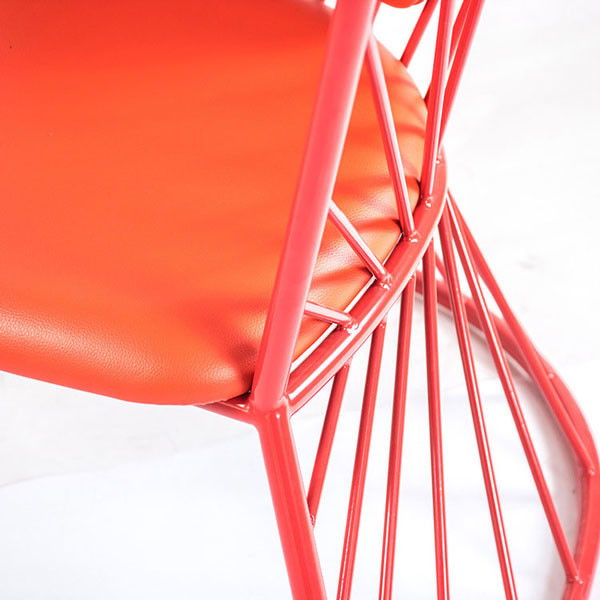 Basket Metal Frame Dining Chairs Red Italian Minimalist Coffee Shop 76x64x69cm