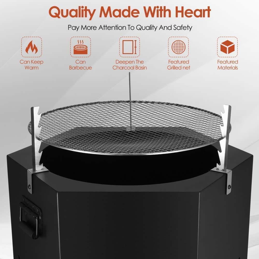 Stove Bonfire Stainless Portable Smokeless Fire Pit 20.39" L×12.01" H Round Typically