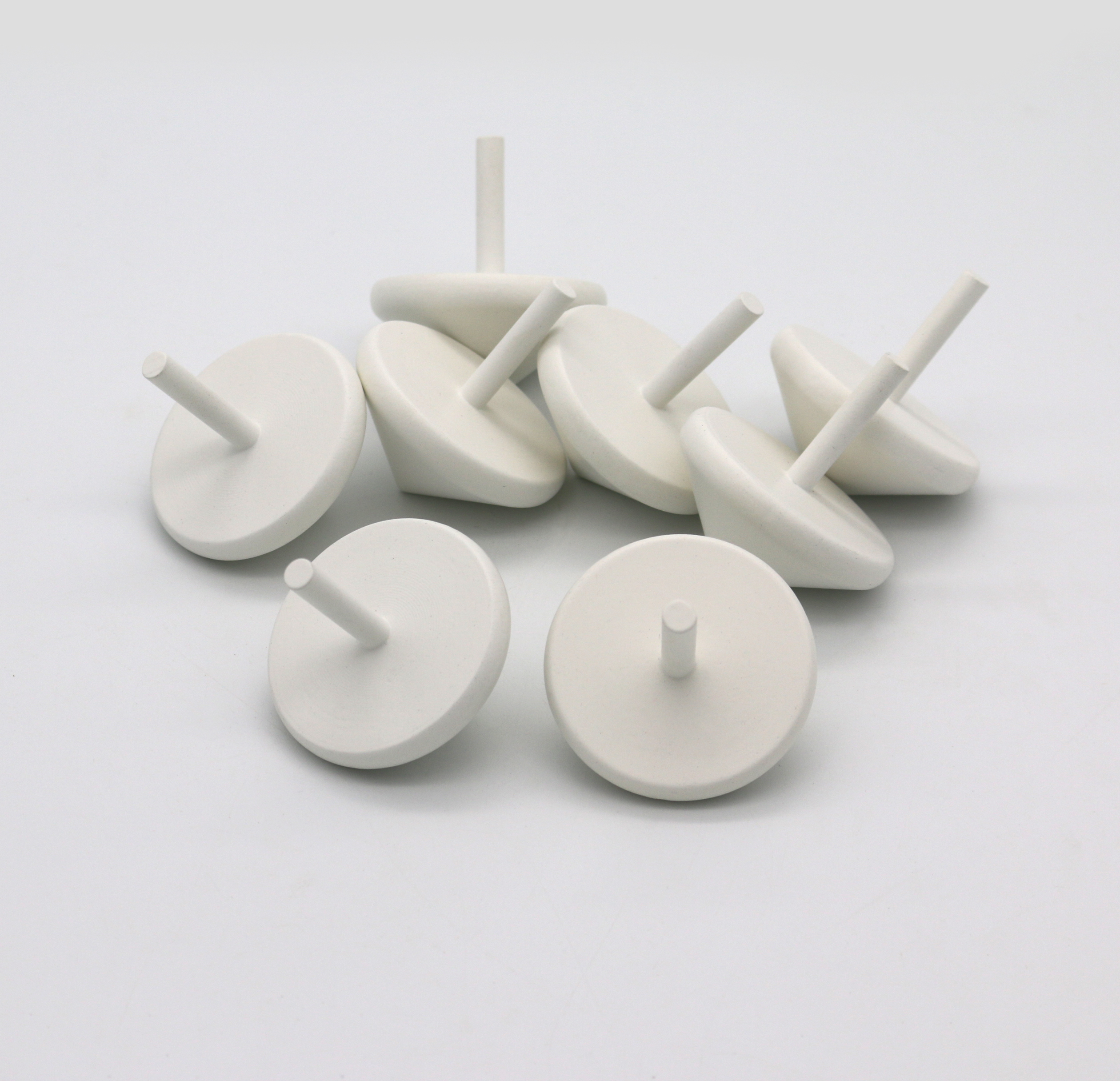 white colored wooden spinning top , wooden gyroscope , wooden kids toy