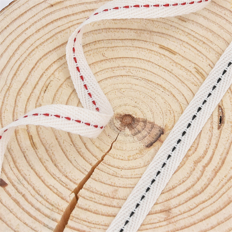 10mm*50y Cotton Stitched Edge Ribbon ISO9001 Custom Cotton Ribbon