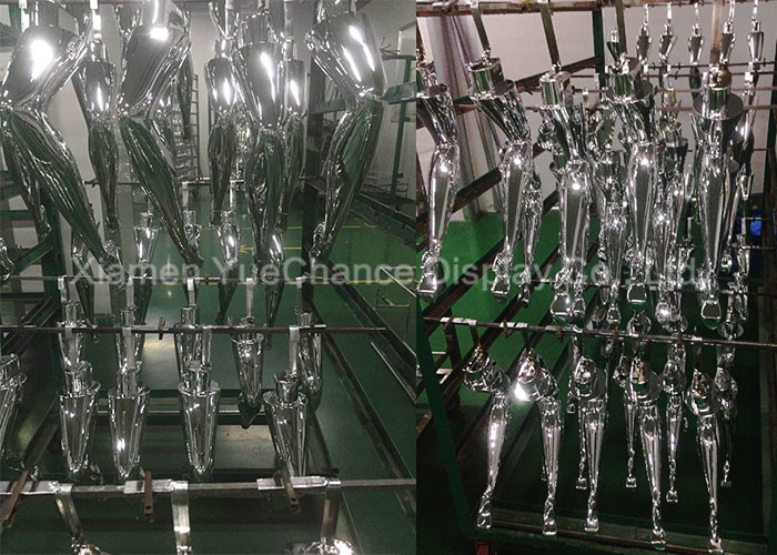 Decorative Electroplated Item Custom Mirror Silver Color Fiberglass Leg Statue
