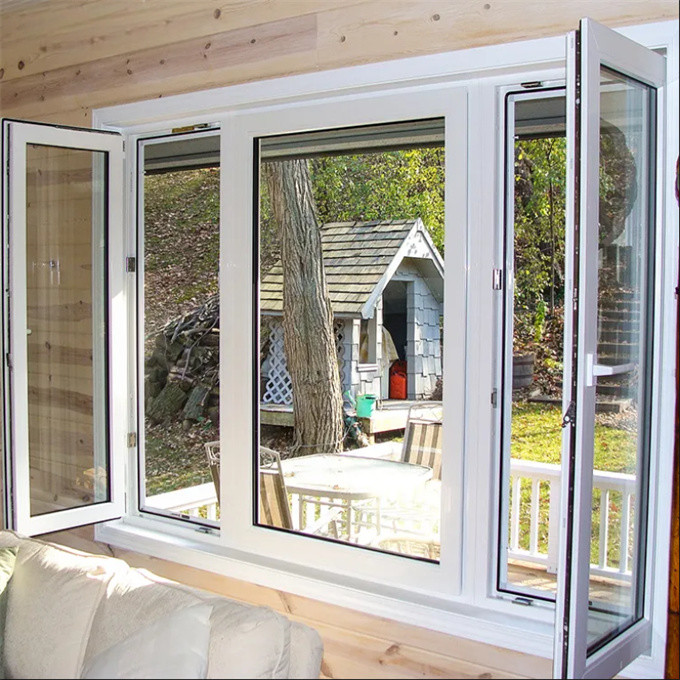 Custom Size Thermal Break Aluminum Casement Glass Windows For Hanging Curtain Solution