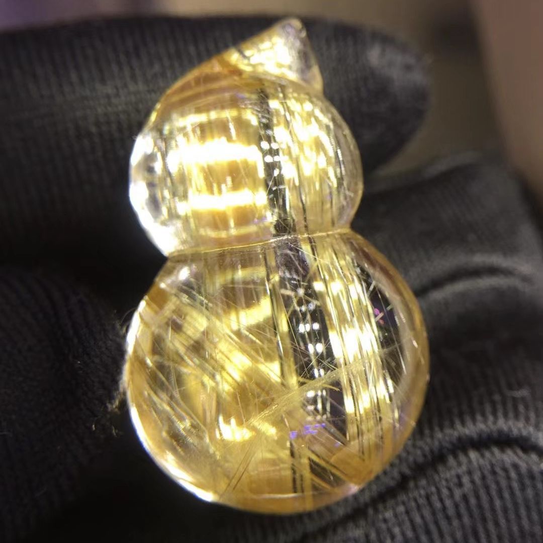 Wind And Water Peace Energy Good Luck And Wealth Natural Titanium Crystal Pixiu Gourd Pendant Hair Crystal Gourd Car Hanging Crystal Clean
