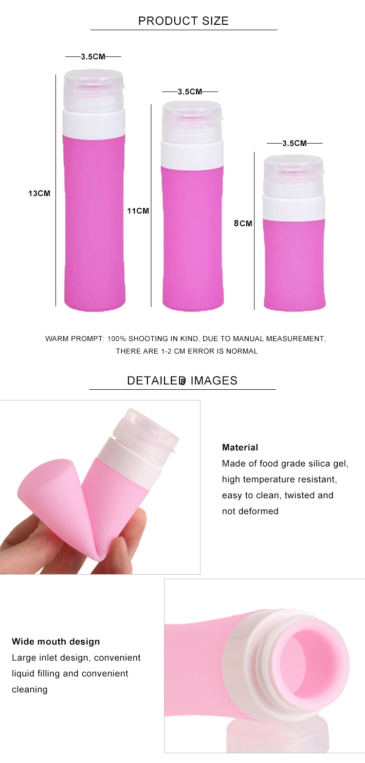 Odorless 38ml 60ml 80ml Silicone Travel Shampoo Bottles