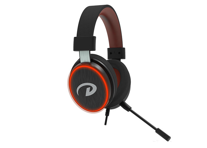 Red Light Steel Headband Illuminated Gaming Headset Braided Wired