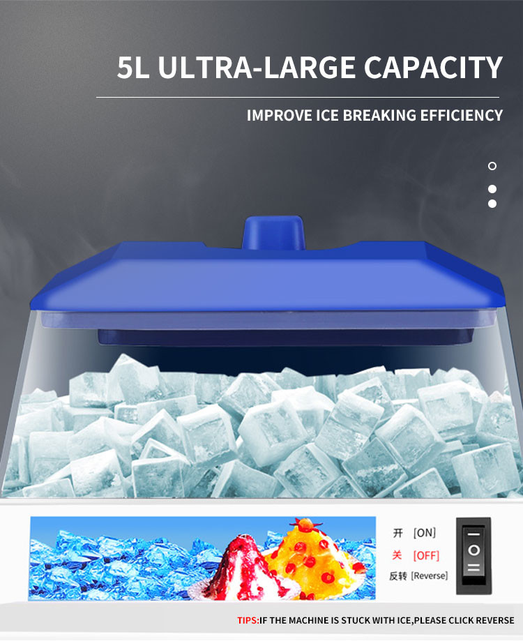 300w Commercial Electric Ice Shaver Desktop With Adjustable Ice Texture 5kgs Shaved Ice Machine For Home