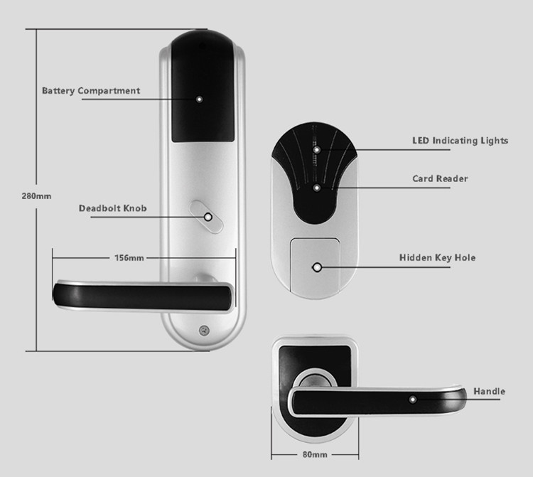Commercial Digital Other Door Lock With RFID Card 200 Cards Data Capacity